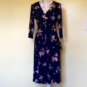 Chaps elbow sleeve fit and flare dress